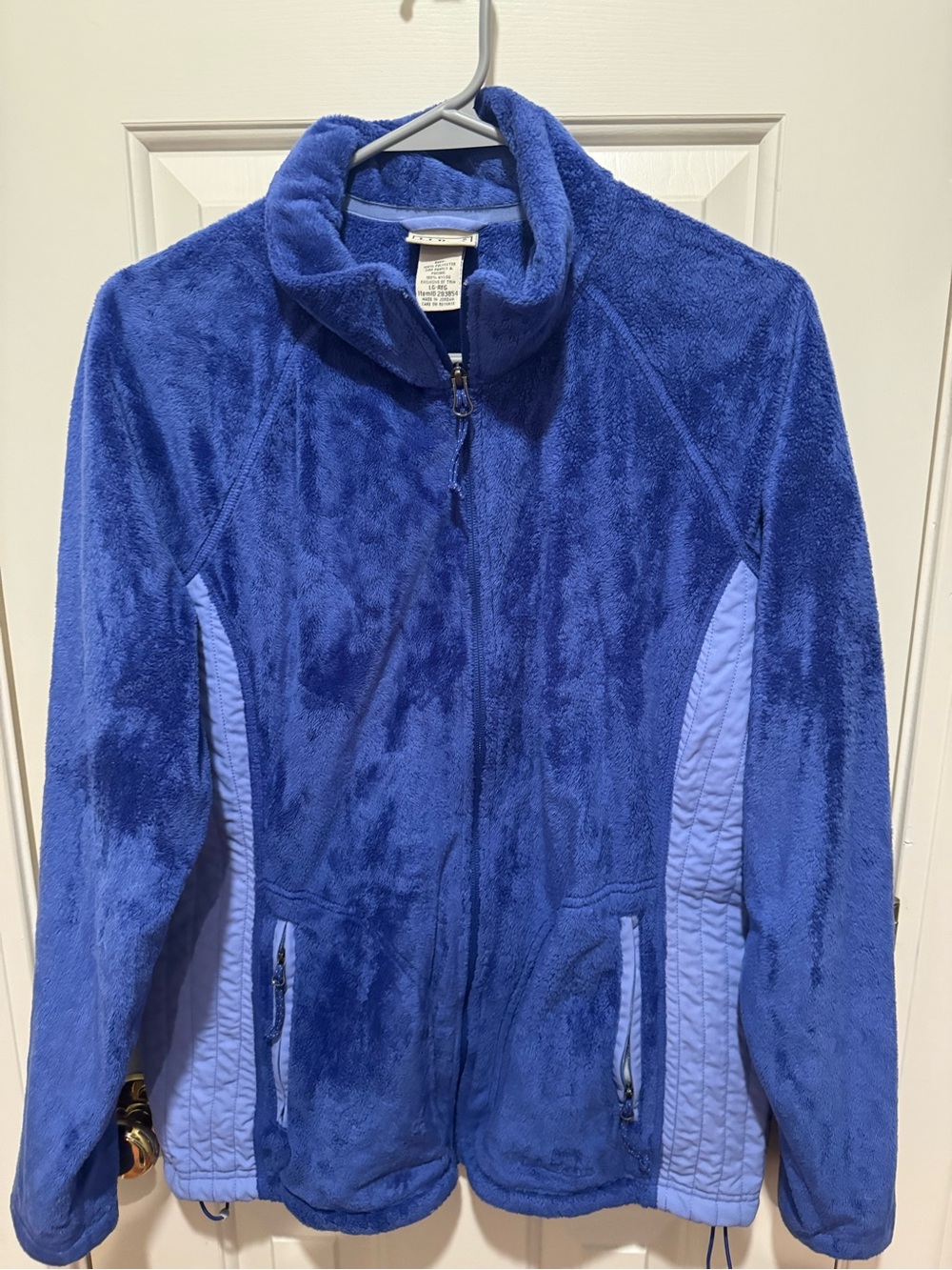 L.L. Bean Deep Blue Plush Teddy Jacket with Light Blue Panels